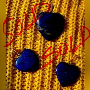 3 LAPIS Heart Pendants